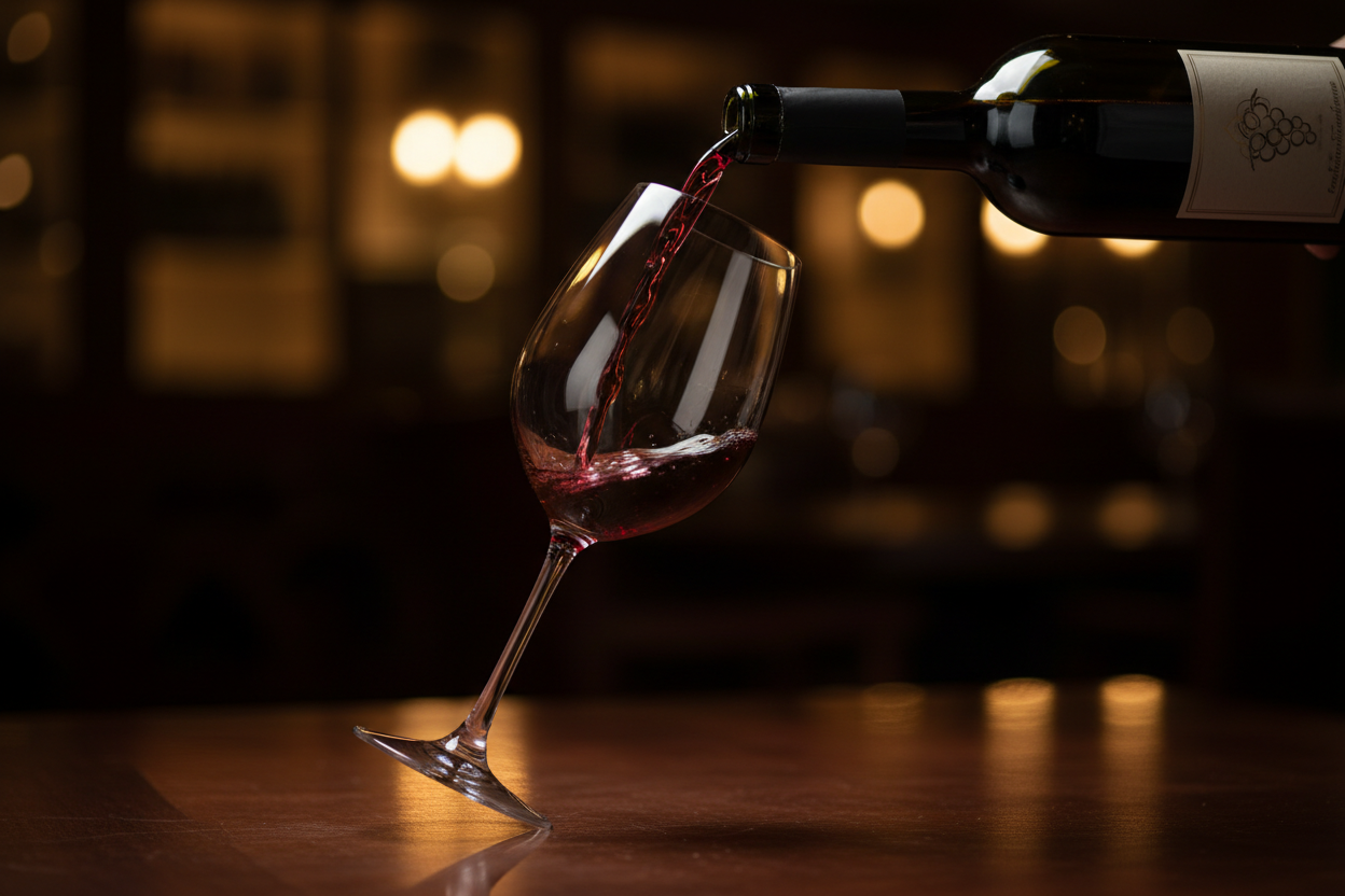 video of filling glass red wine